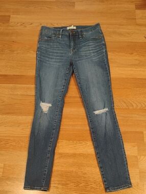 Madewell Classic Mid Wash Women's Skinny Distressed Jeans - Blue Size 28T